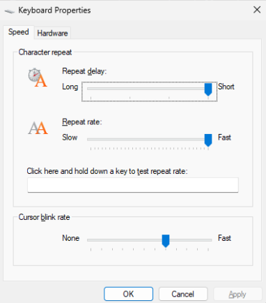 win+r - control keyboard