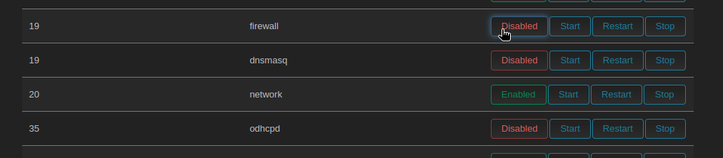 disable DHCP, DNS, and Firewall