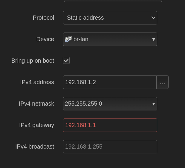 choose either static or dhcp for the second device