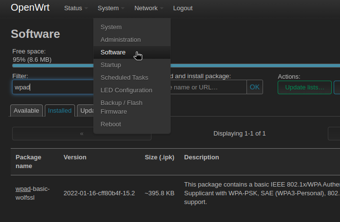 filter for wpad in web gui