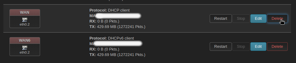 delete wan interfaces